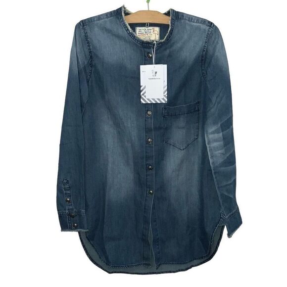 Sandrine Rose x Free People Chambray Button Up Top size XS NEW - Picture 1 of 7